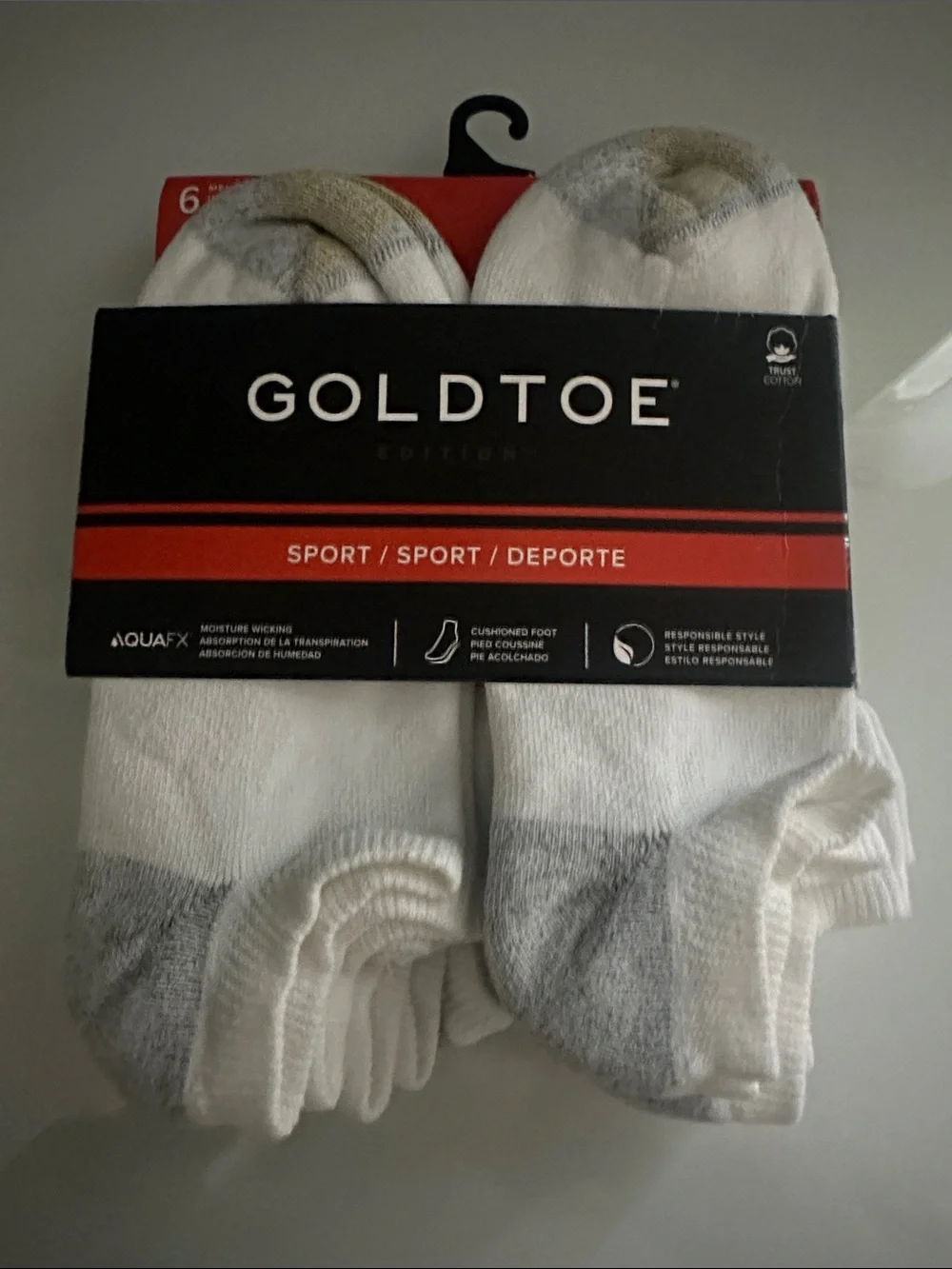Gold Toe White No-Show Athletic Socks with Gray Accents